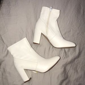 Steve Madden white leather booties